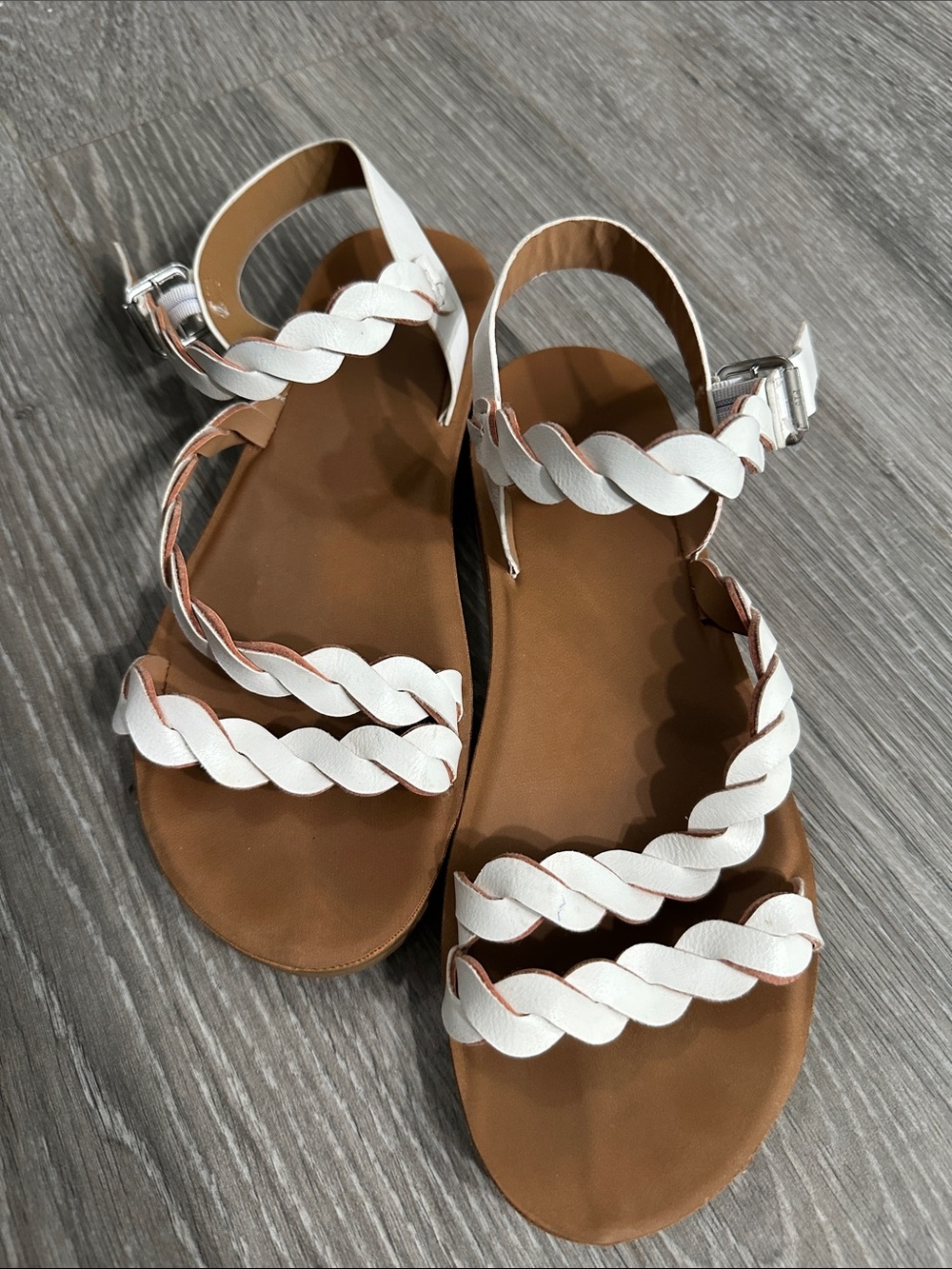White Braided Strap Sandals